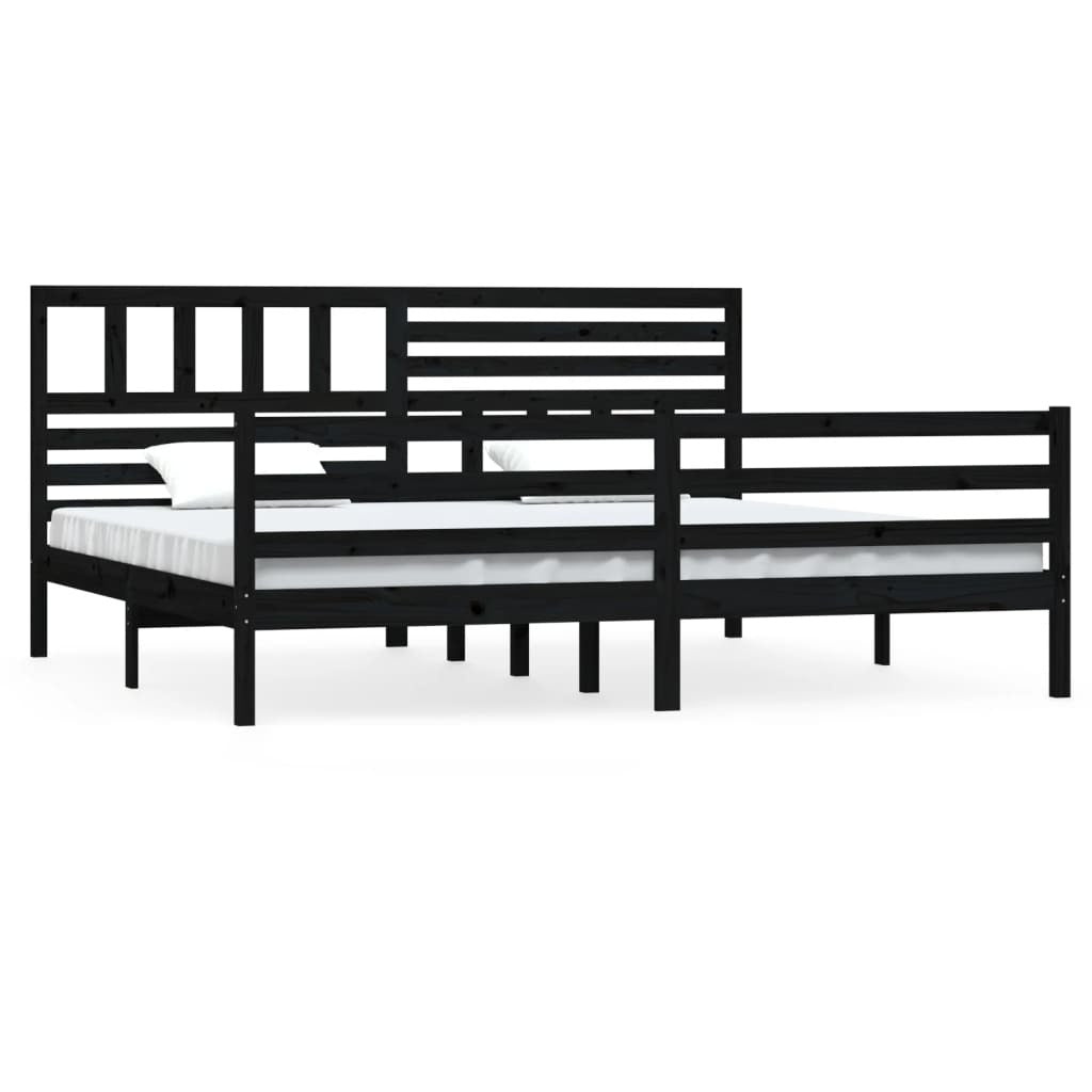 Bed Frame without Mattress Black Solid Wood 200x200 cm