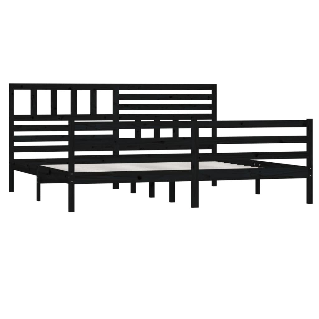 Bed Frame without Mattress Black Solid Wood 200x200 cm