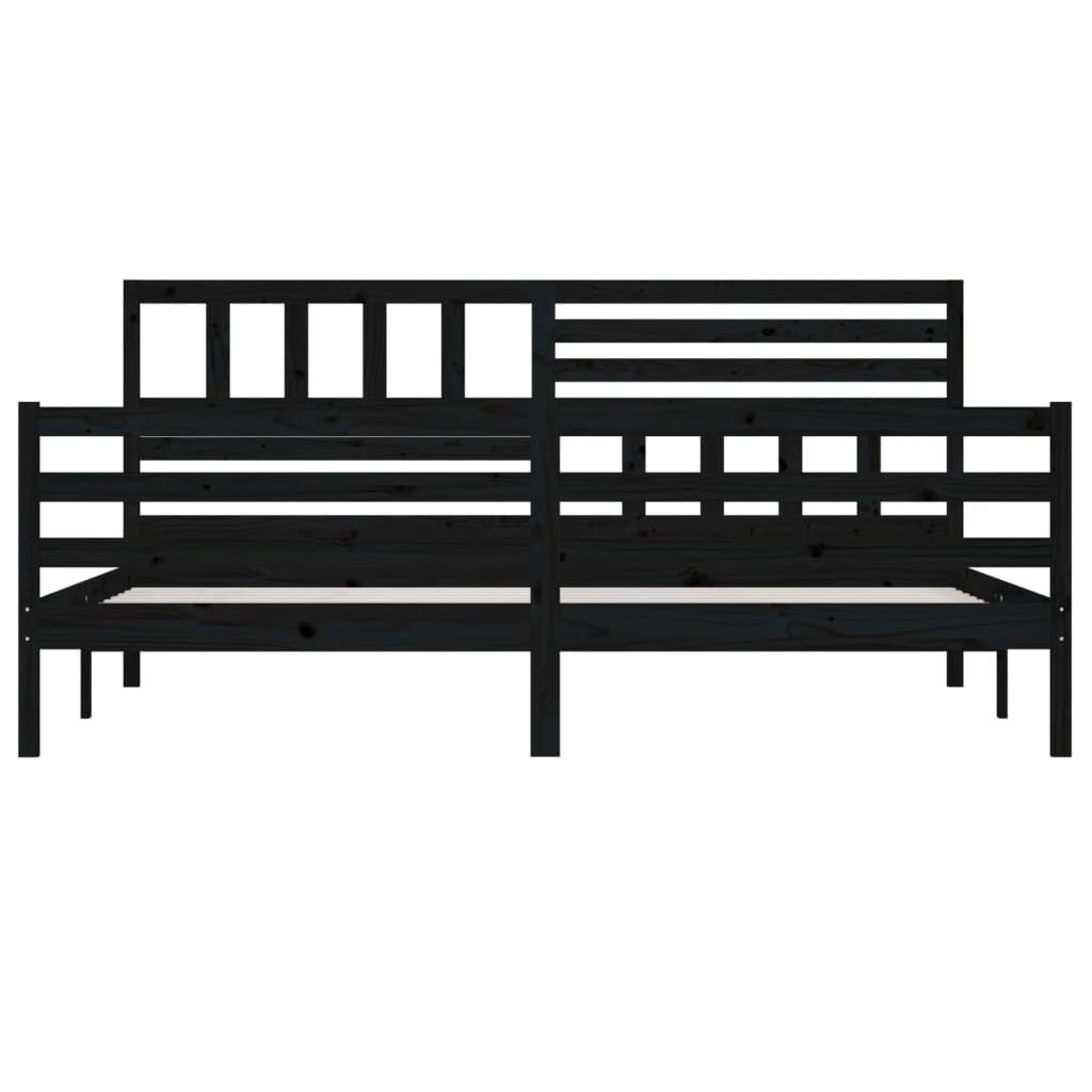 Bed Frame without Mattress Black Solid Wood 200x200 cm