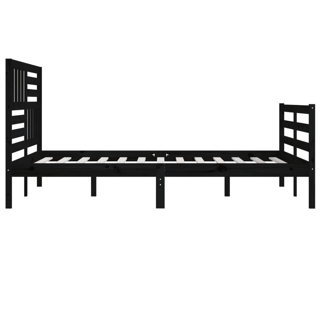 Bed Frame without Mattress Black Solid Wood 200x200 cm