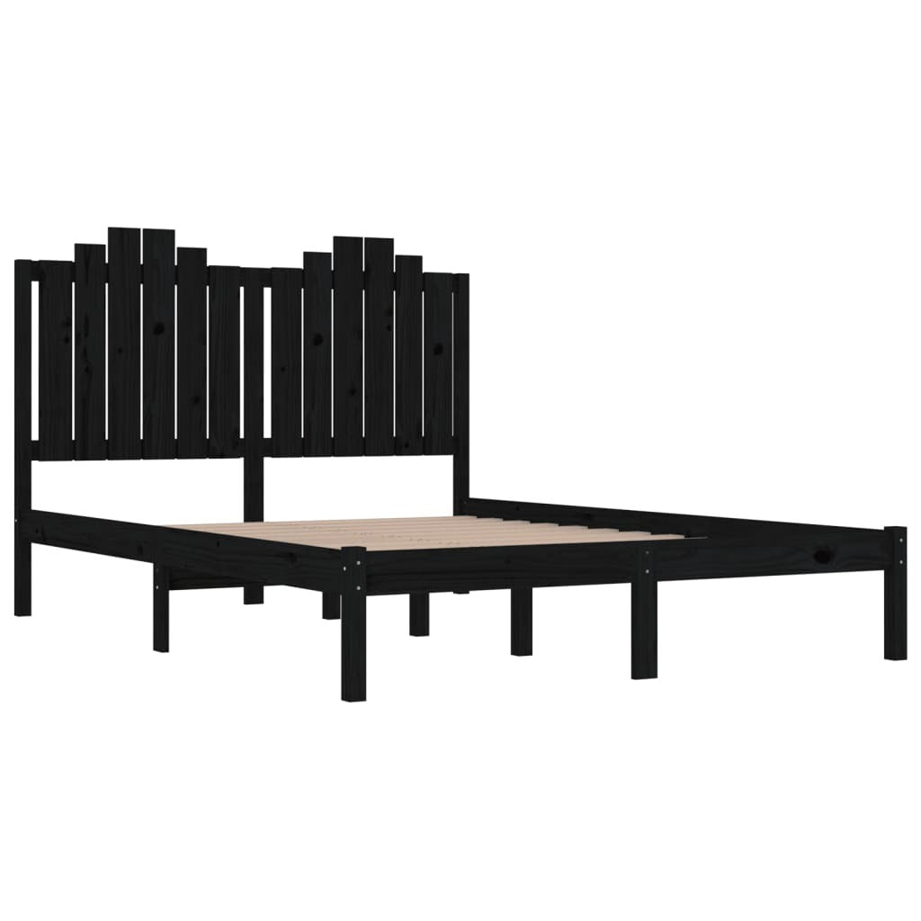 3103782  Bed Frame without Mattress Black Solid Wood 140x200 cm (810021+818474)