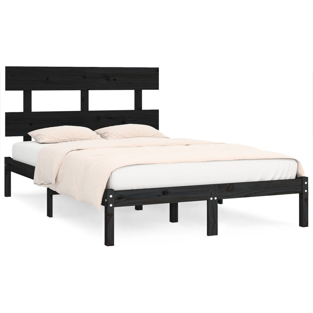 Bed Frame Black Solid Wood 200x200 cm