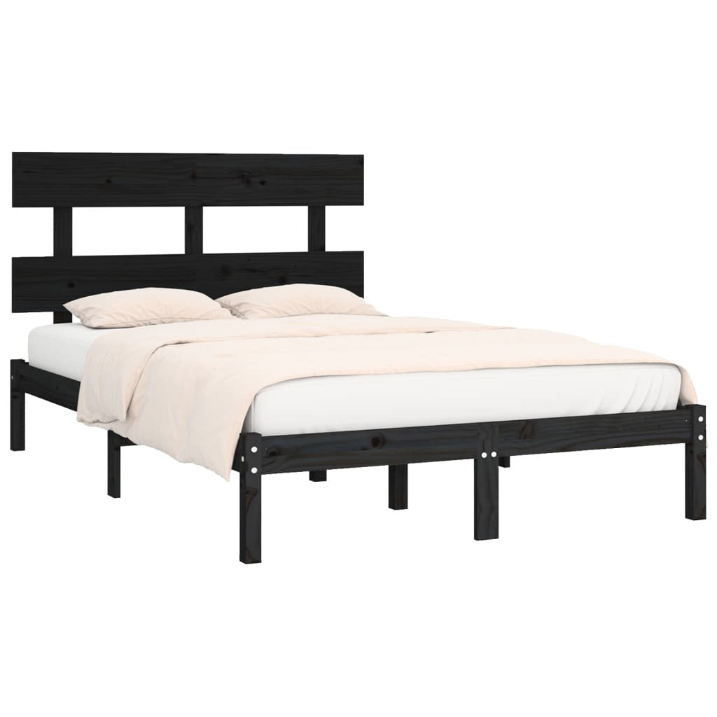 Bed Frame Black Solid Wood 200x200 cm