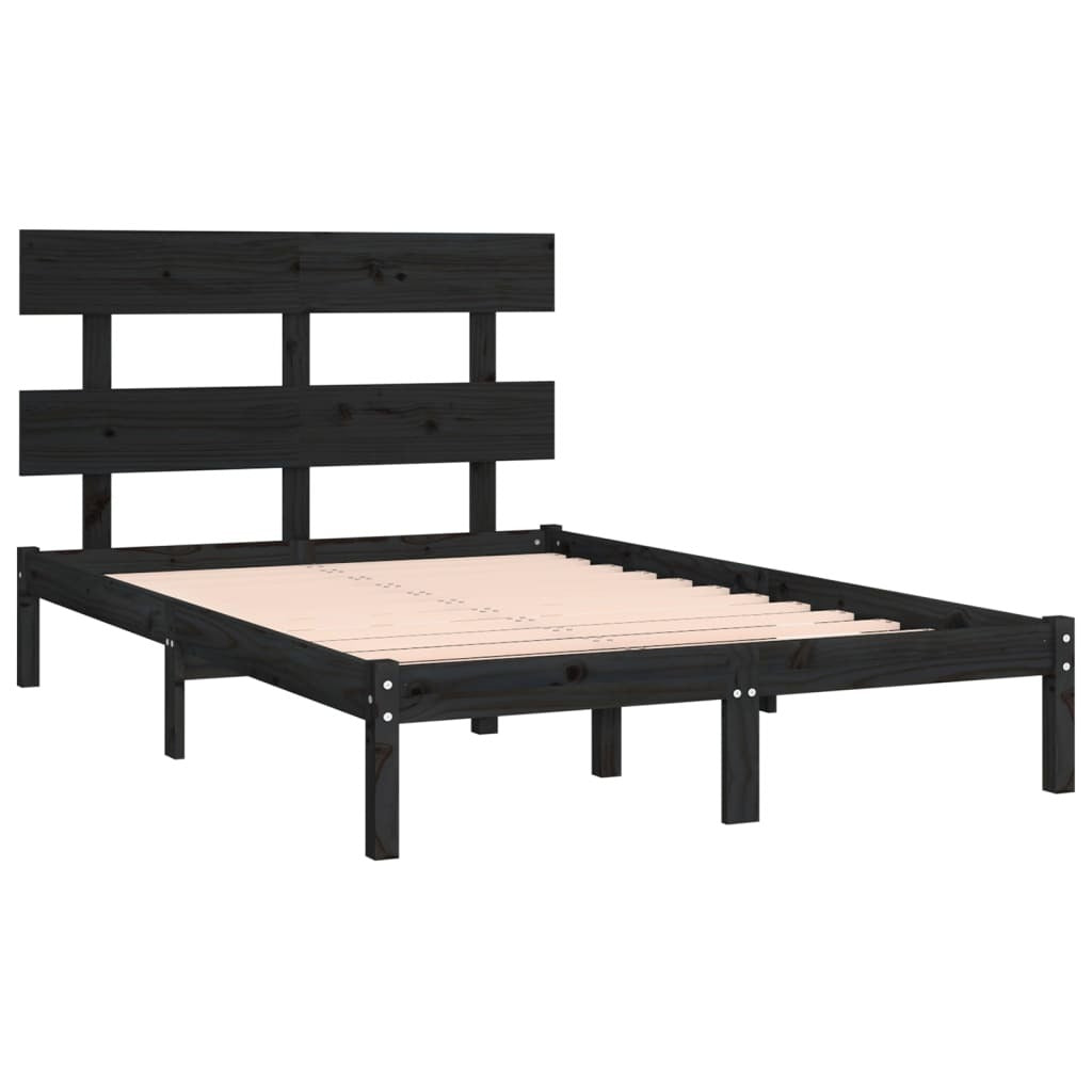 Bed Frame Black Solid Wood 200x200 cm