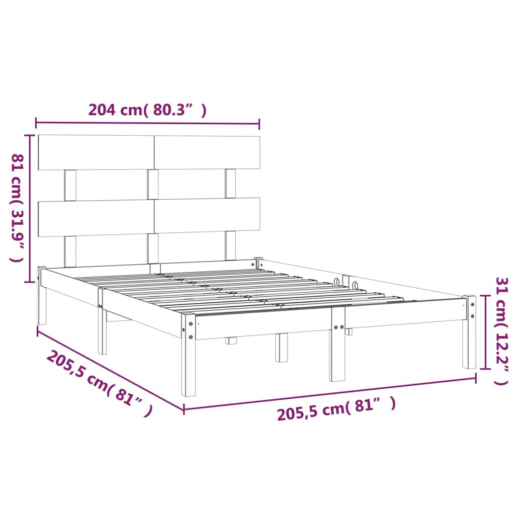 Bed Frame Black Solid Wood 200x200 cm