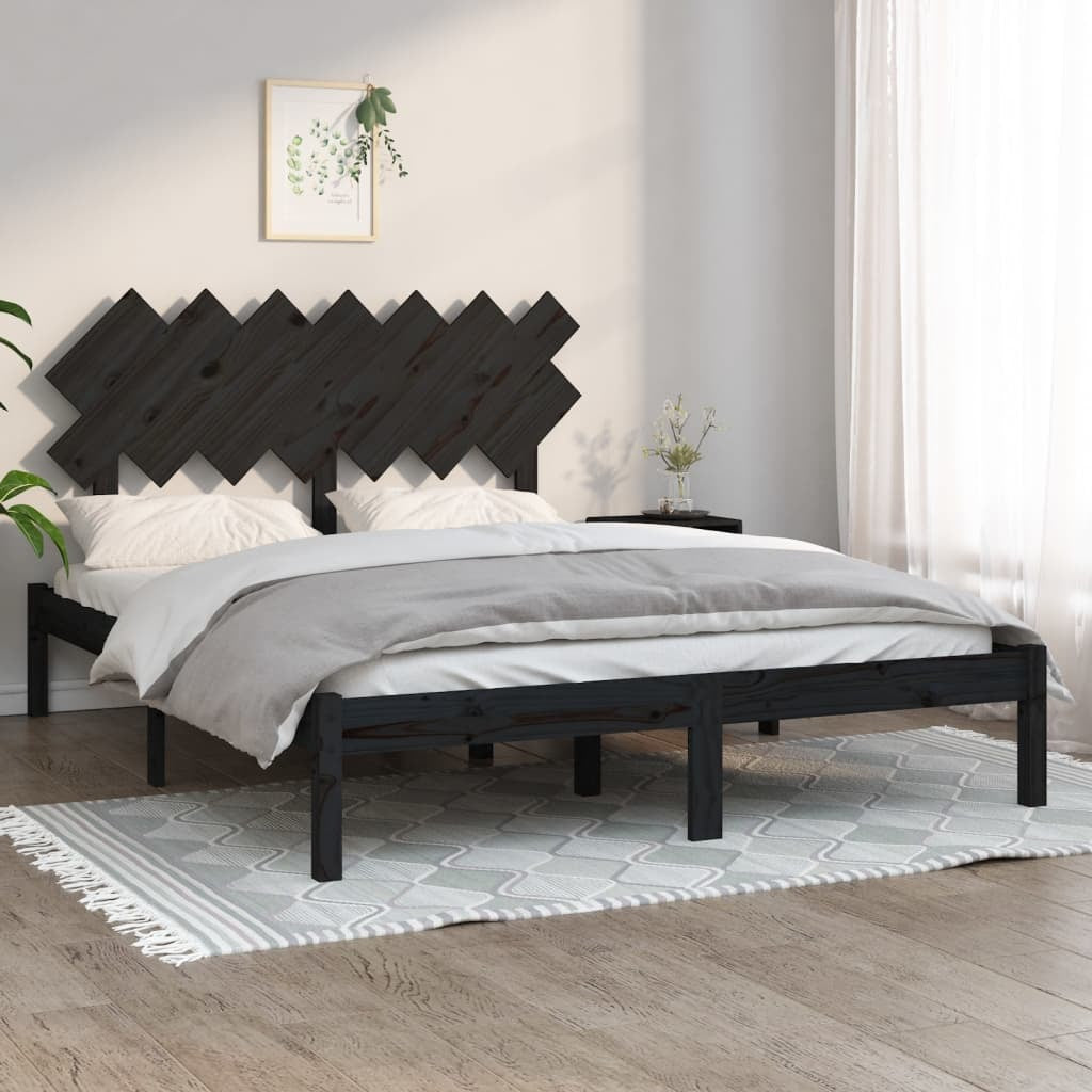 Bed Frame Black 140x190 cm Solid Wood