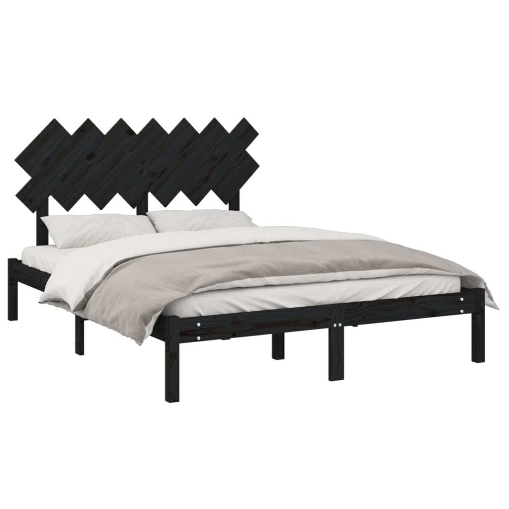 Bed Frame Black 140x190 cm Solid Wood