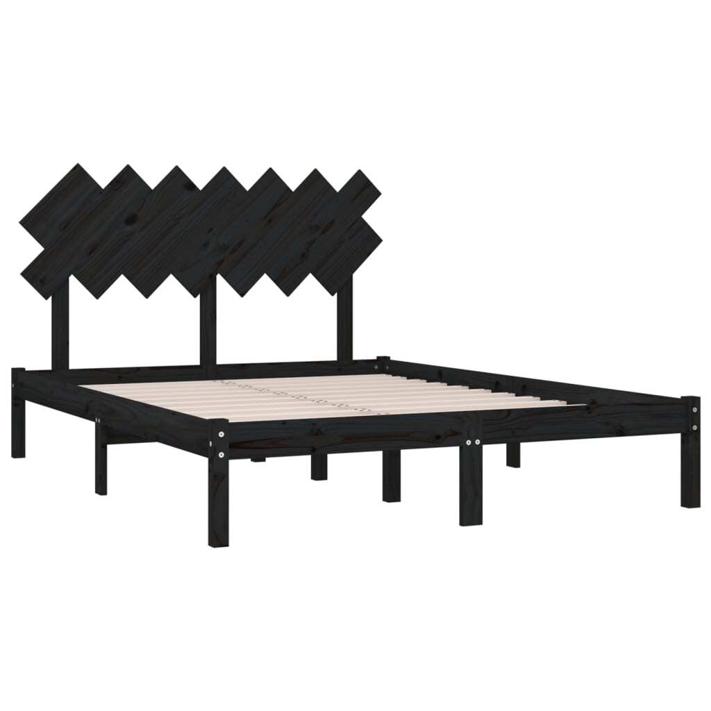 Bed Frame Black 140x190 cm Solid Wood