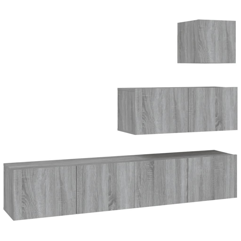 4 Piece TV Cabinet Set Grey Sonoma Engineered Wood
