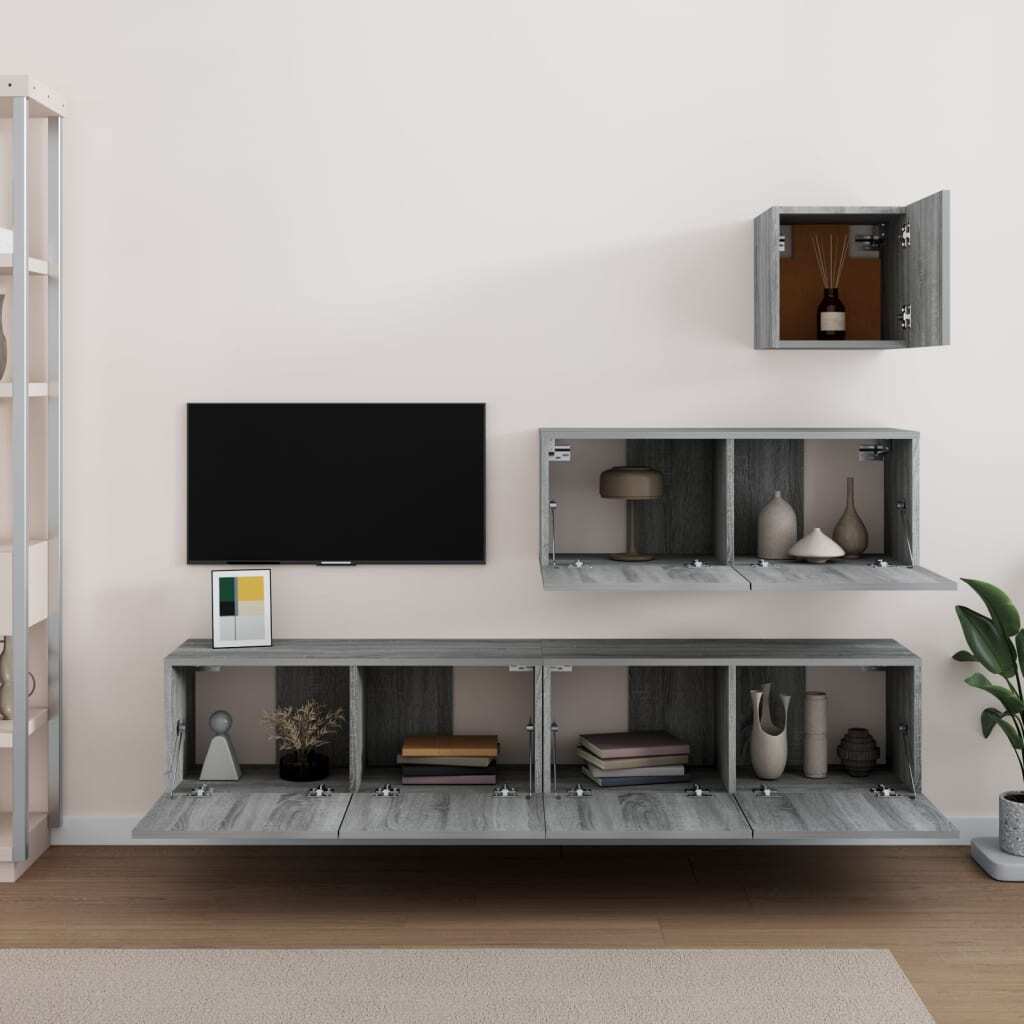4 Piece TV Cabinet Set Grey Sonoma Engineered Wood