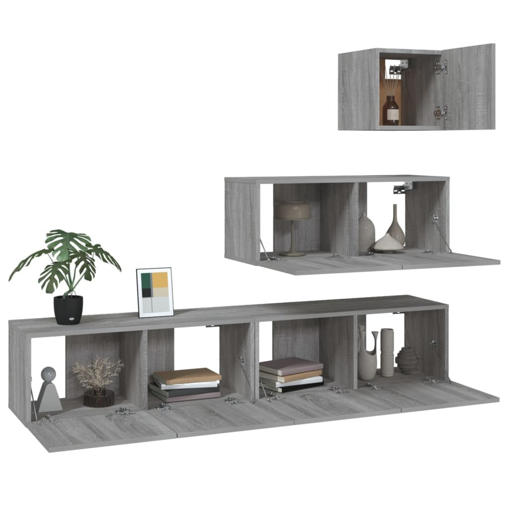 4 Piece TV Cabinet Set Grey Sonoma Engineered Wood