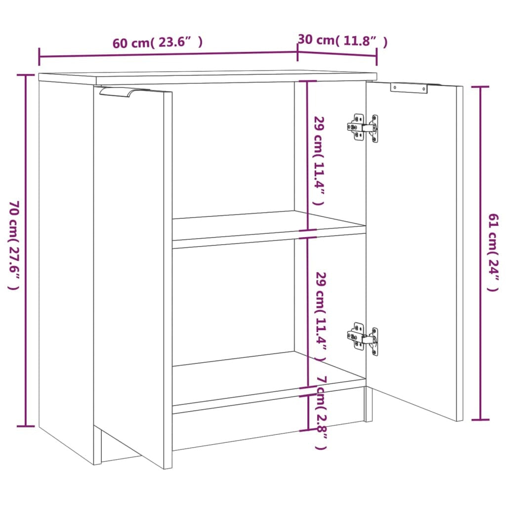 Sideboards 2 pcs Black 60x30x70 cm Engineered Wood