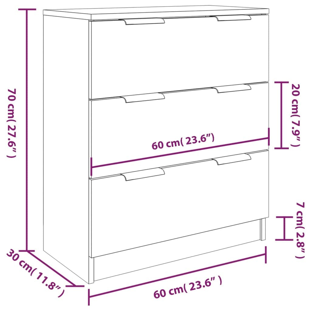 3 Piece Sideboards Black Engineered Wood