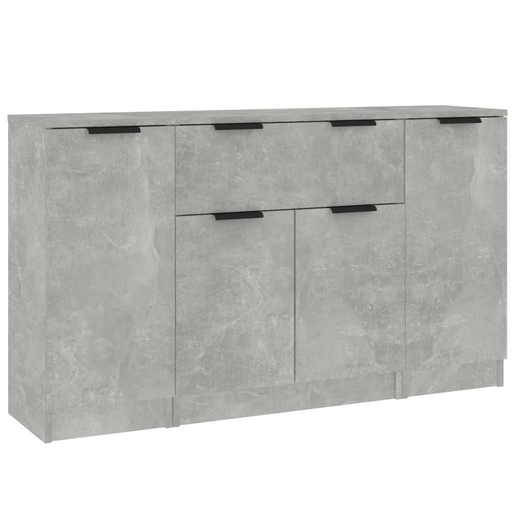 Sideboards 3 pcs Concrete Grey Engineered Wood