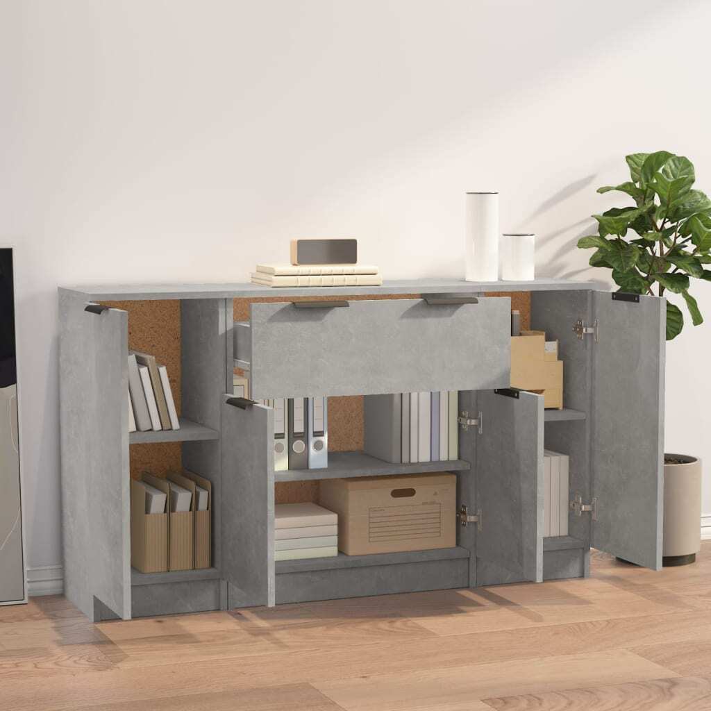 Sideboards 3 pcs Concrete Grey Engineered Wood