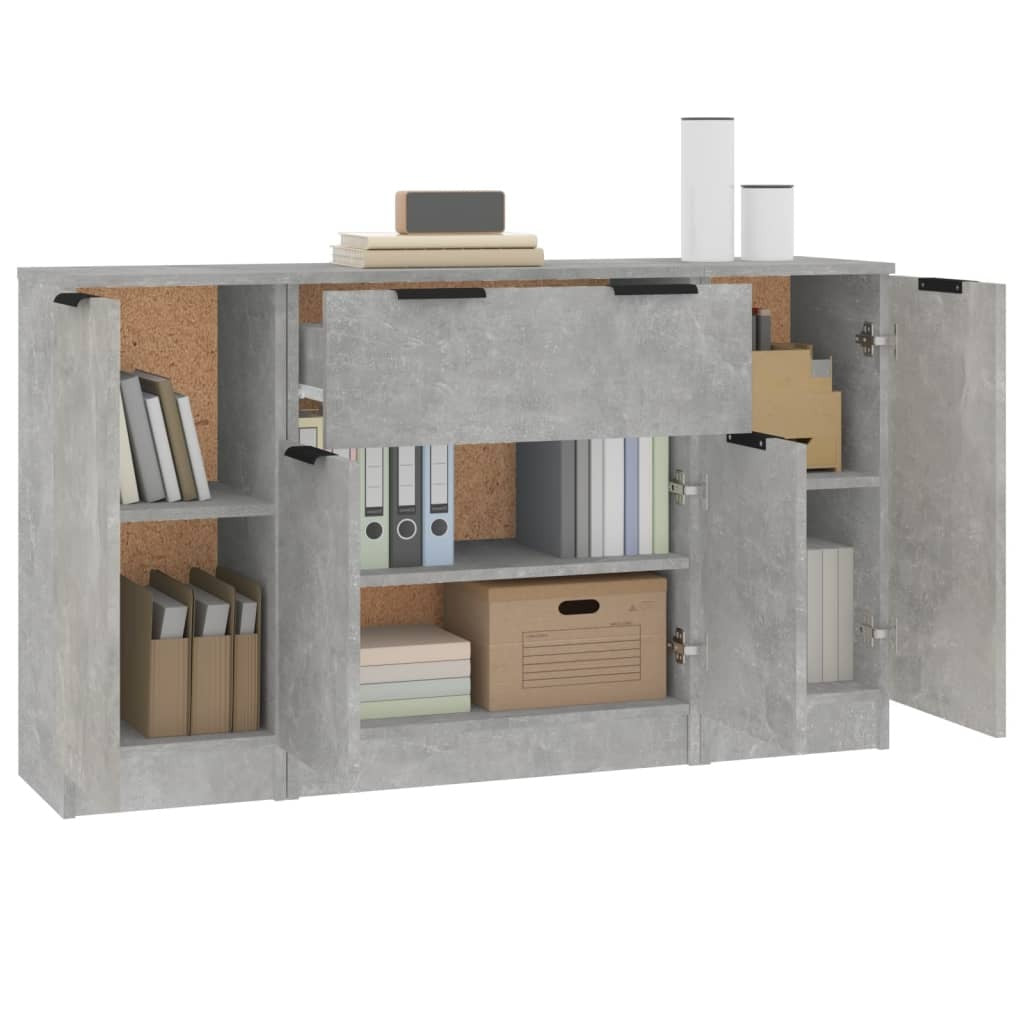 Sideboards 3 pcs Concrete Grey Engineered Wood