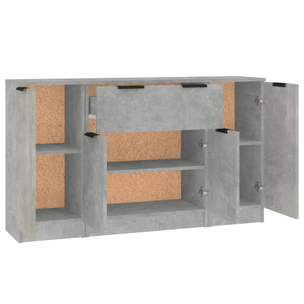 Sideboards 3 pcs Concrete Grey Engineered Wood