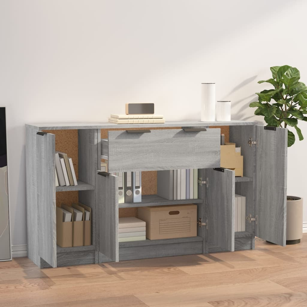 Sideboards 3 pcs Grey Sonoma Engineered Wood