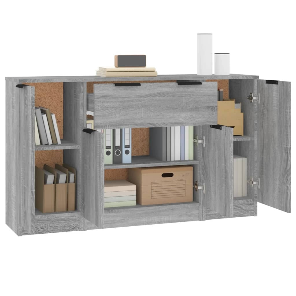 Sideboards 3 pcs Grey Sonoma Engineered Wood