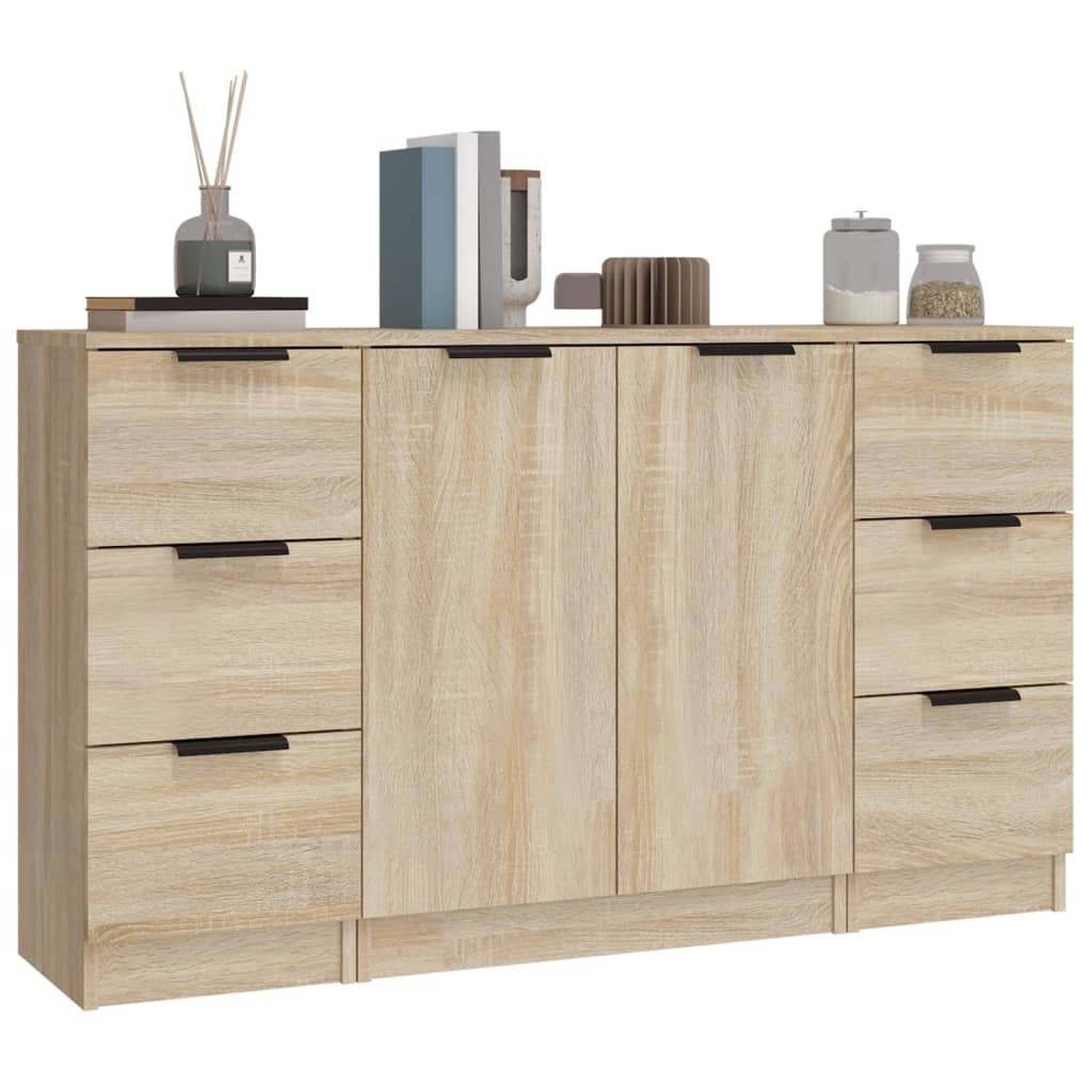 Sideboards 3 pcs Sonoma Oak Engineered Wood