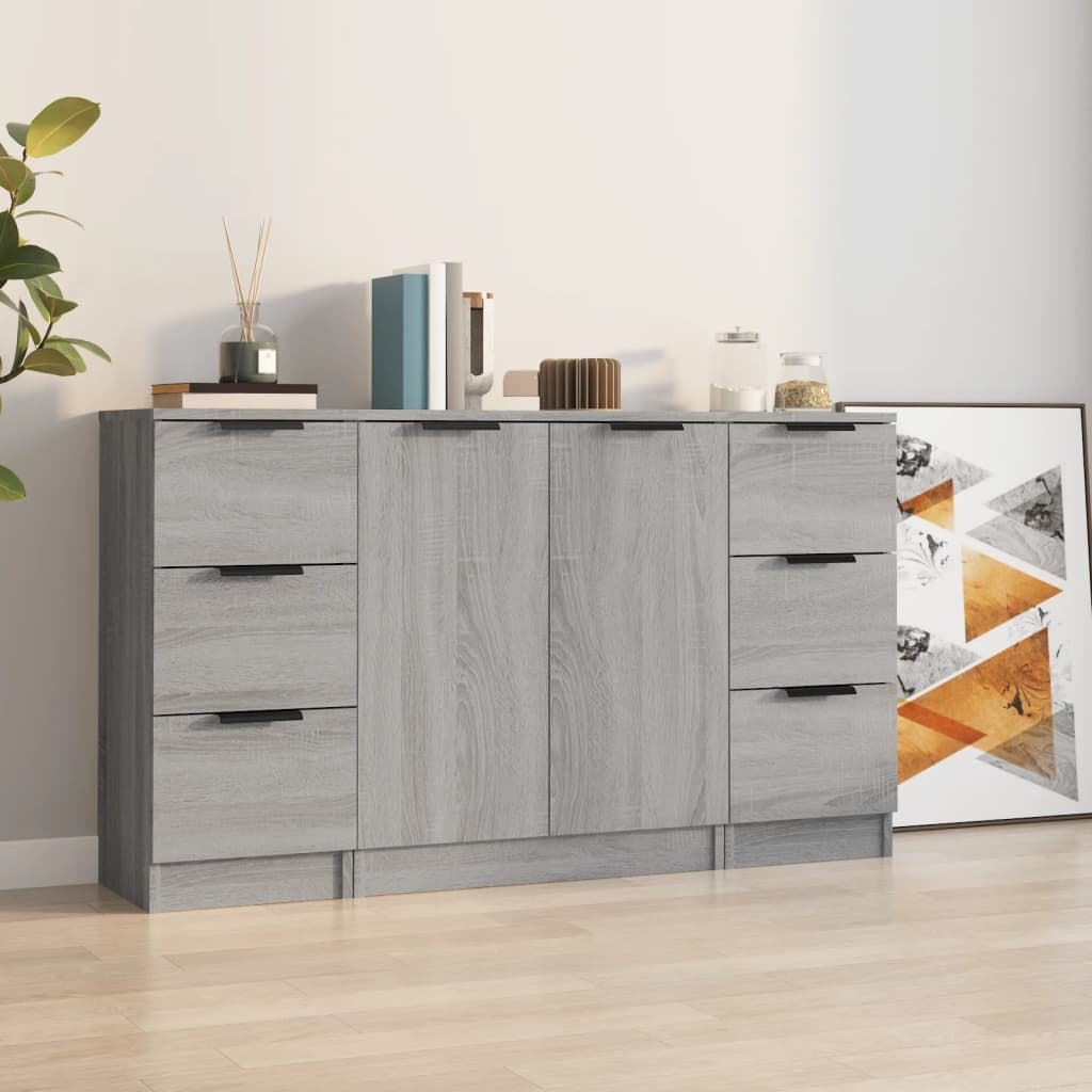 Sideboards 3 pcs Grey Sonoma Engineered Wood