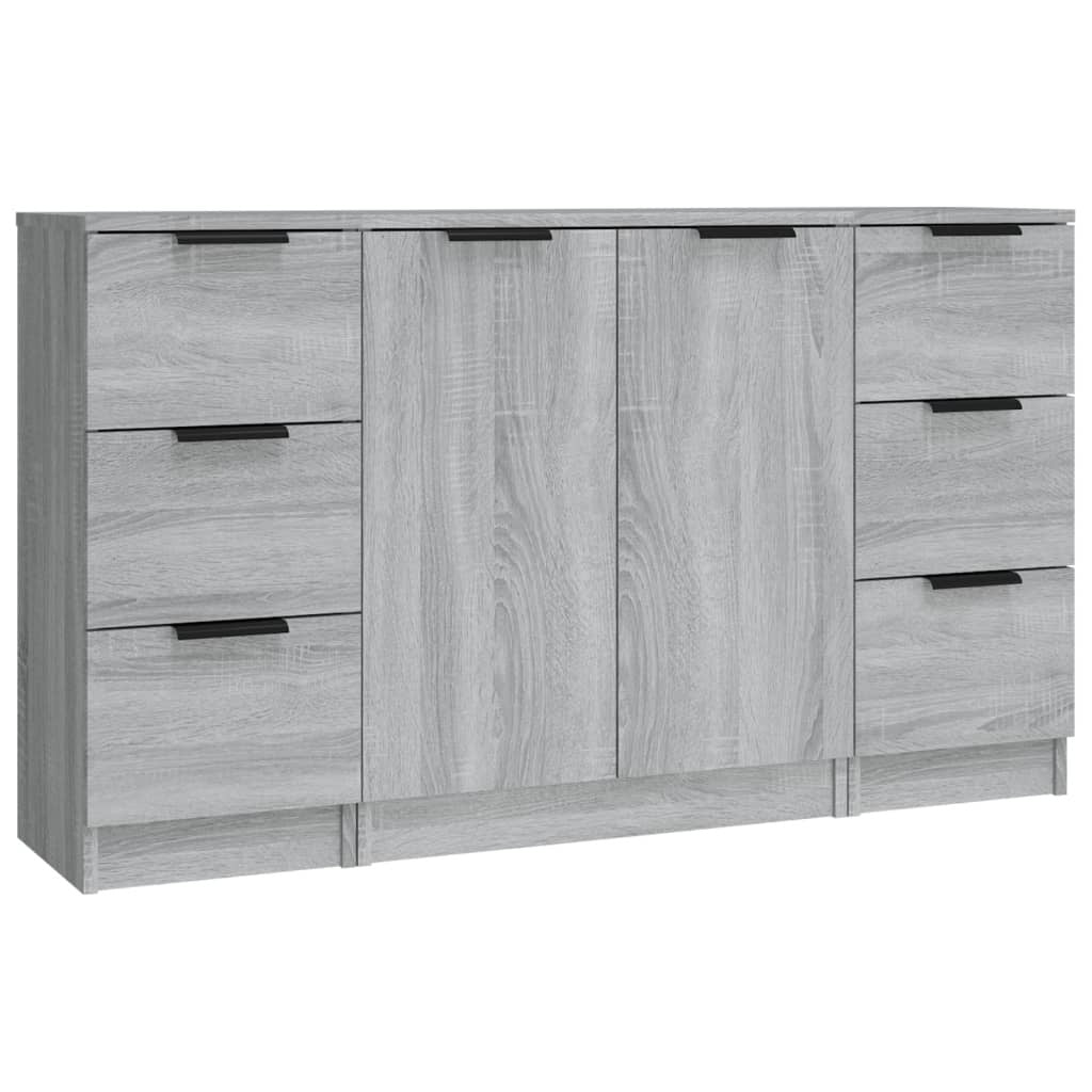 Sideboards 3 pcs Grey Sonoma Engineered Wood