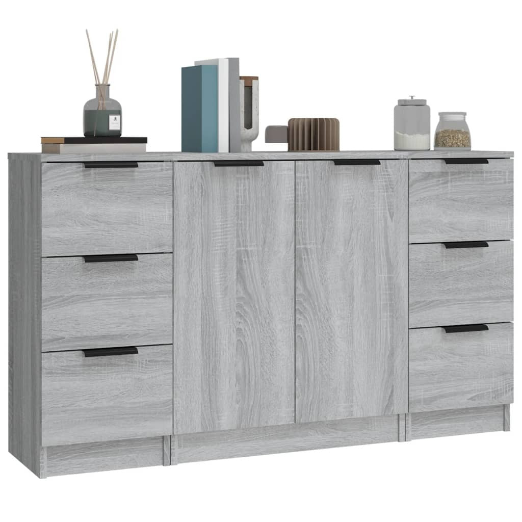 Sideboards 3 pcs Grey Sonoma Engineered Wood