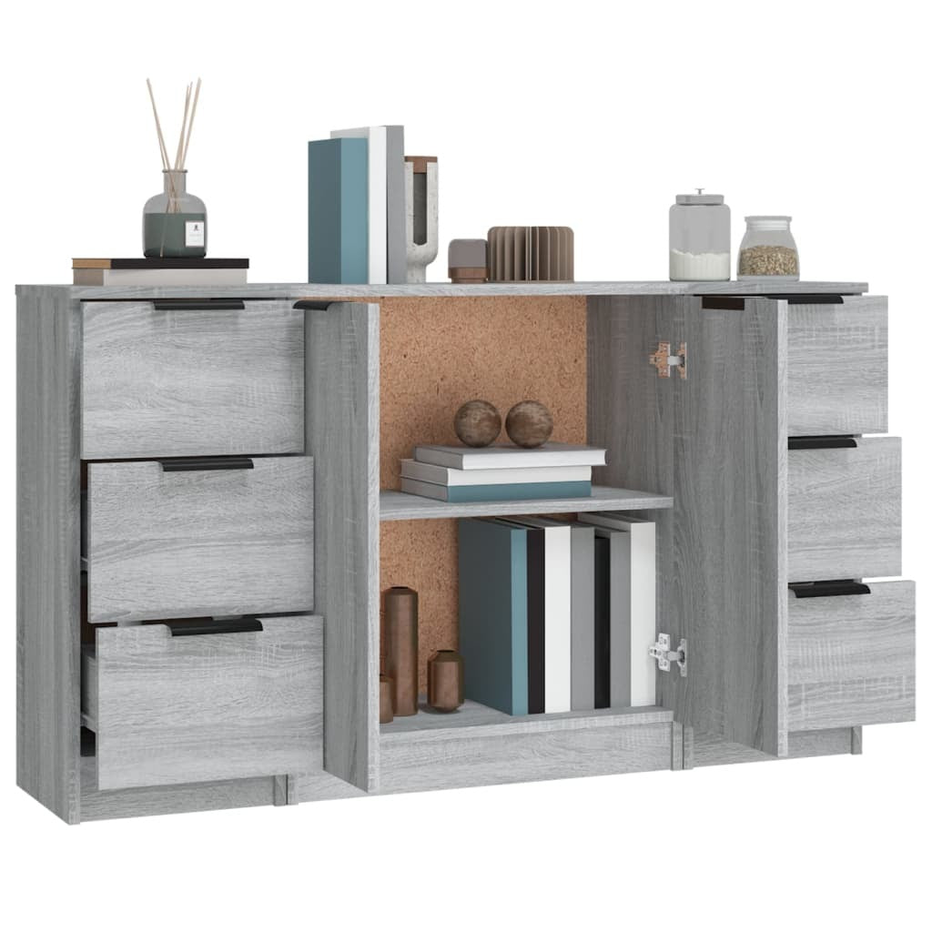 Sideboards 3 pcs Grey Sonoma Engineered Wood
