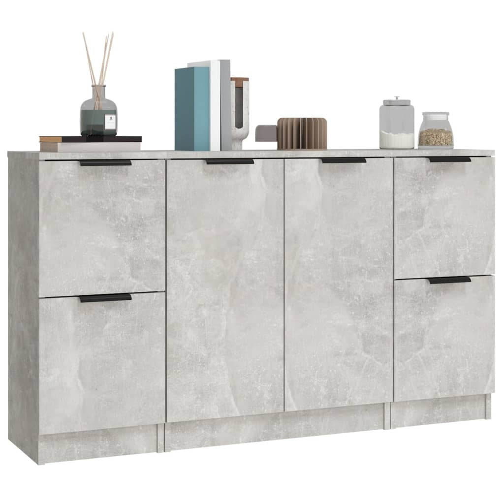 Sideboards 3 pcs Concrete Grey Engineered Wood