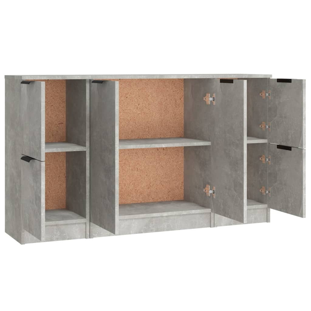 Sideboards 3 pcs Concrete Grey Engineered Wood