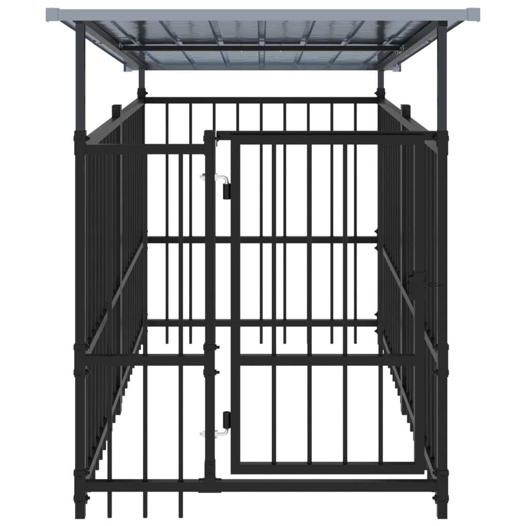 Outdoor Dog Kennel with Roof Steel 1.88 m