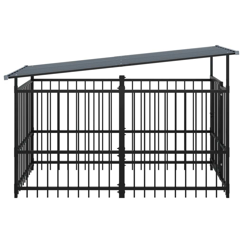 Outdoor Dog Kennel with Roof Steel 1.88 m