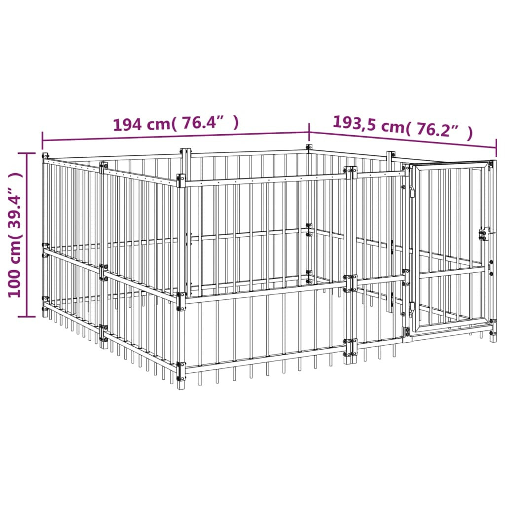 Outdoor Dog Kennel Steel 3.75 m