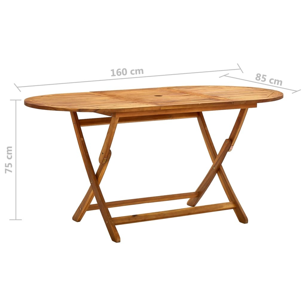 Folding Garden Table 160x85x75 cm Solid Acacia Wood