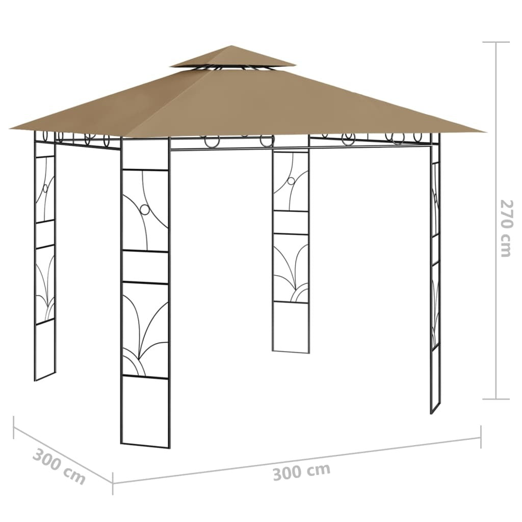 Gazebo 3x3x2.7 m Taupe 160 g/m