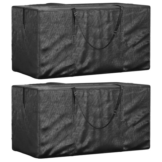 Garden Cushion Storage Bags 2 pcs Black 150x75x75 cm Polyethylene