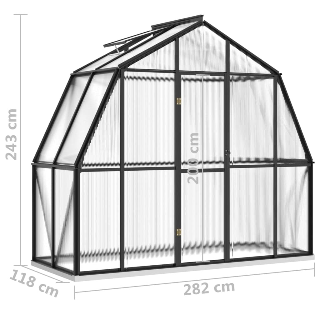 Greenhouse with Base Frame Anthracite 3.3 m Aluminium