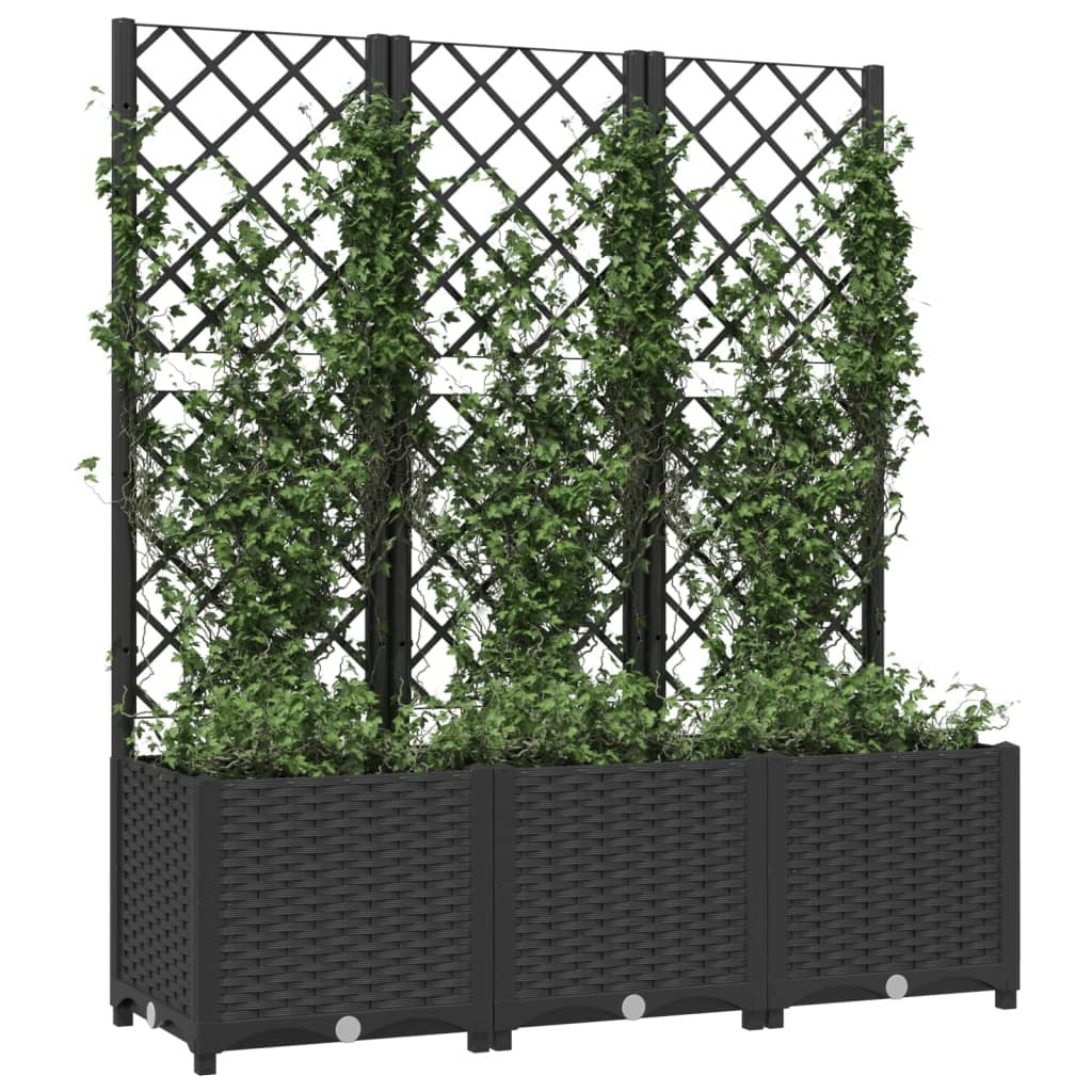 Garden Planter with Trellis Black 120x40x136 cm PP