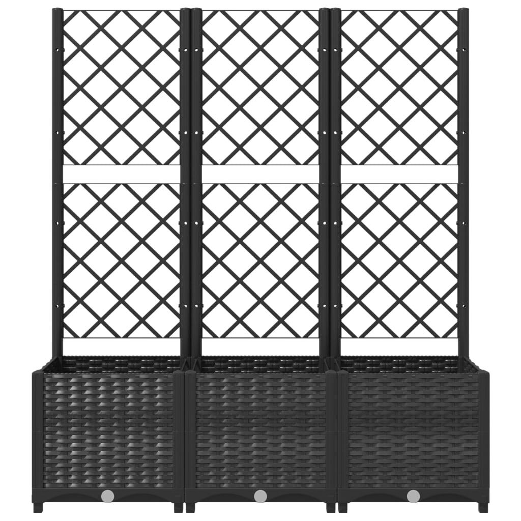 Garden Planter with Trellis Black 120x40x136 cm PP