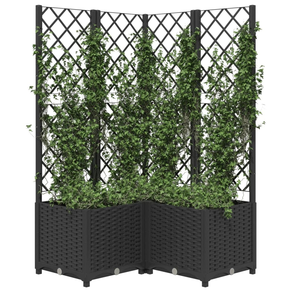 Garden Planter with Trellis Black 80x80x136 cm PP