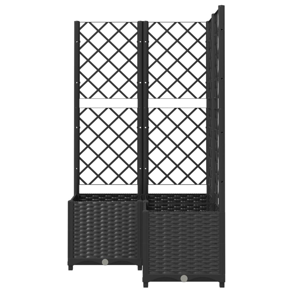 Garden Planter with Trellis Black 80x80x136 cm PP