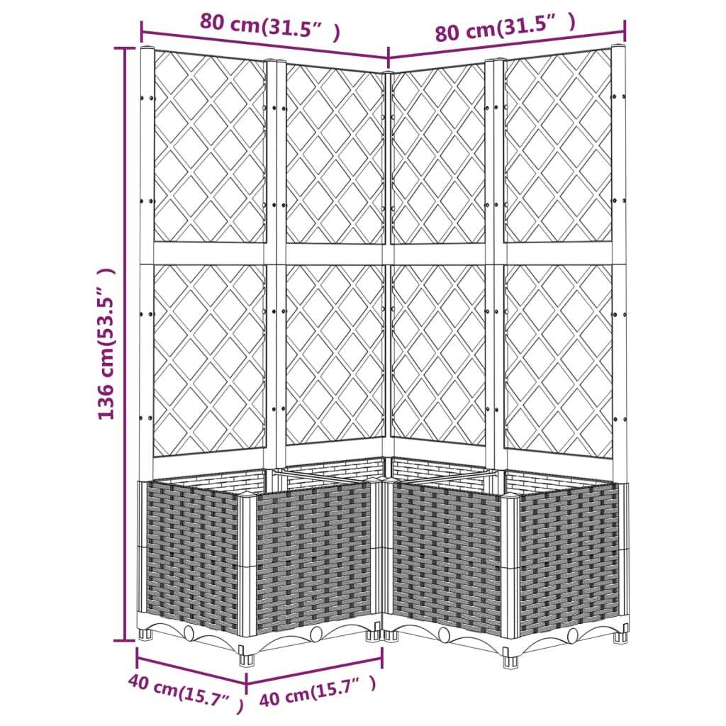 Garden Planter with Trellis Black 80x80x136 cm PP