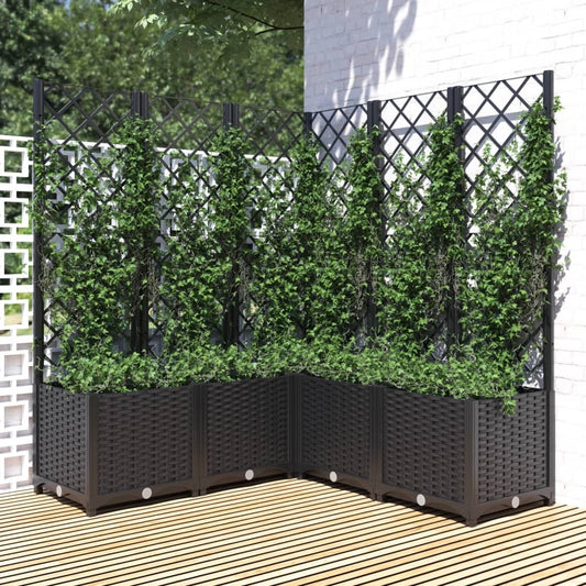 Garden Planter with Trellis Black 120x120x136 cm PP