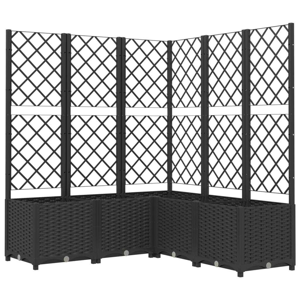 Garden Planter with Trellis Black 120x120x136 cm PP