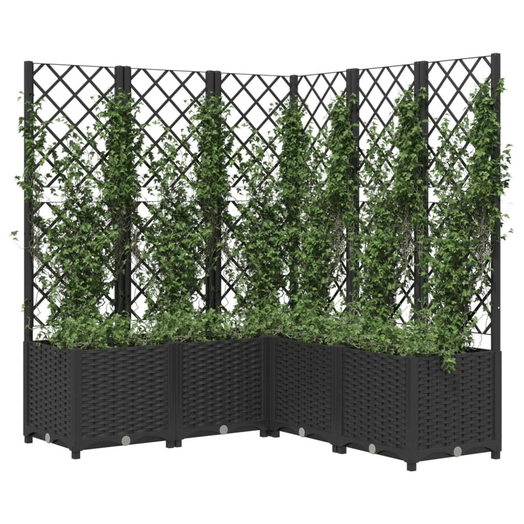 Garden Planter with Trellis Black 120x120x136 cm PP