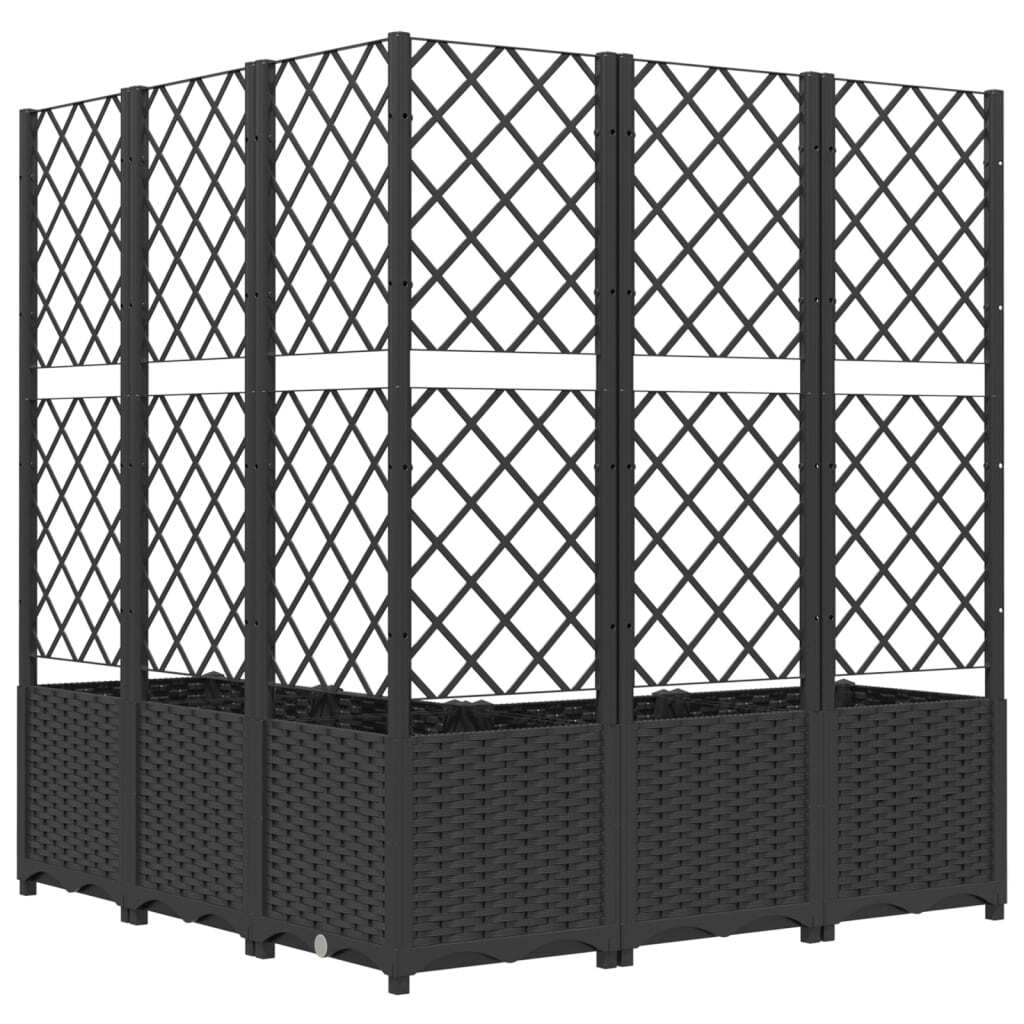 Garden Planter with Trellis Black 120x120x136 cm PP