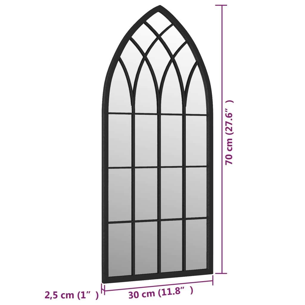 Garden Mirror Black 70x30 cm Iron for Outdoor Use