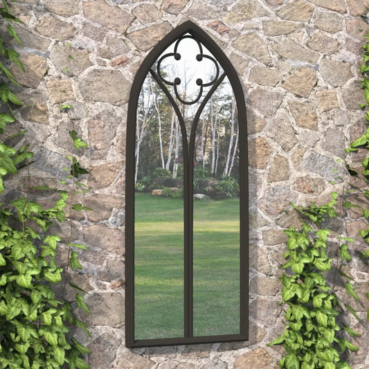 Garden Mirror Black 100x45 cm Iron for Outdoor Use