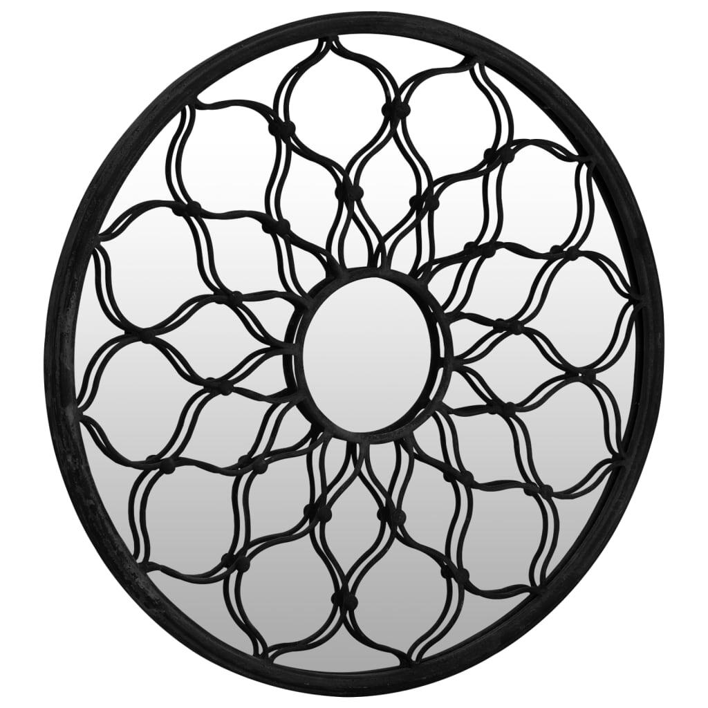 Garden Mirror Black 40x3 cm Iron Round for Outdoor Use