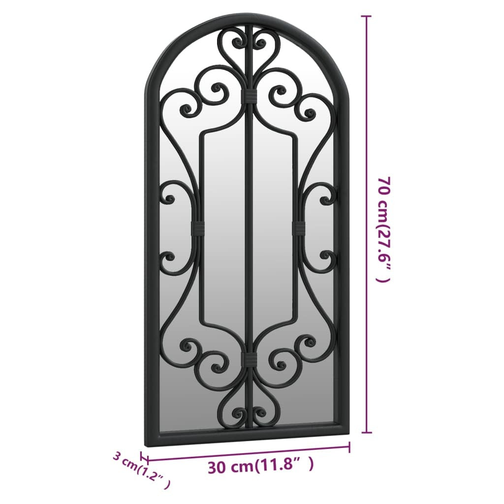 Garden Mirror Black 70x30 cm Iron for Outdoor Use